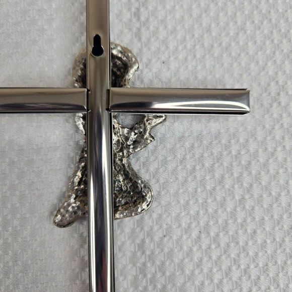 Vintage Silver Cross Praying Girl Wall Hanging Religious 6" Catholic First Commu - Picture 4 of 5